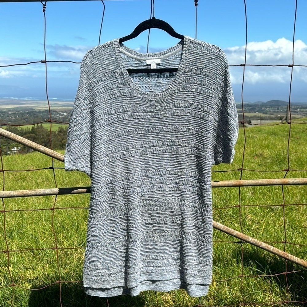 J. Jill lightweight blue gray Short sleeve tunic knit sweater